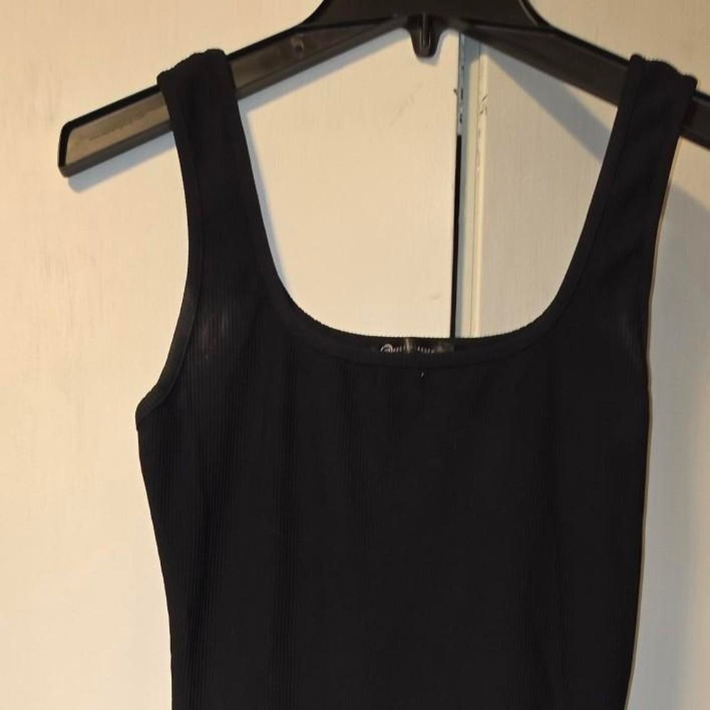 PrettyLittleThing Womens Ribbed Tank Top Black Scoop Neck Sleeveless Basic